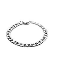 JUNESUN Bracelet Men Stainless Steel Bracelet 9mm Width Curb Chain Link Bracelet Fashion Jewelry