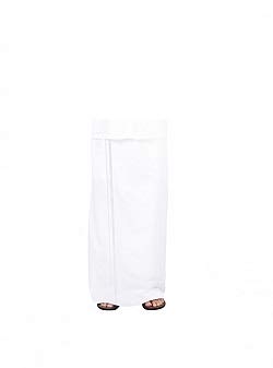 Pure White Single 100% Cotton Mundu/Dhothi white border 127x200cm (not see through)
