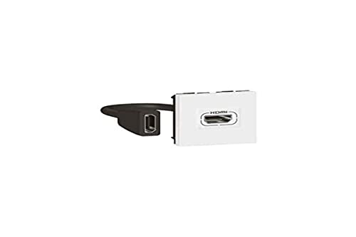 Legrand 078979L Mosaic HDMI Plug, Type-A, Version 2.0 Pre-connected, 2 Module, White