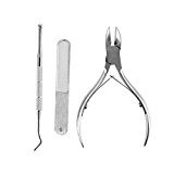 Stainless Steel Nail Nippers Tool Set, Lady Up 3 Pieces Precision Toenail Clippers Ingrown Nails Clippers, Nail File & Nail Lifter for Thick or Ingrown Toenails