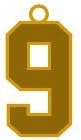 Number 9 Jersey Style Sports Necklace Charm Pendant (0.8" Tall - Standard Size) GOLD PLATED Perfect For: Football, Baseball, Basketball, Soccer, Hockey, Softball, Volleyball, Lacrosse &amp; More