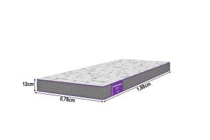 Colchão Solteiro Acction D28, 78x188x12 cm, Espuma D28, Hipoalergênico, Antiácaros, Cinza e Branco, Firmeza Intermediária a Firme Smartz