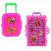 Homyl 2pcs Pink Miniature Plastic Rolling Suitcase Luggage Box for Barbie Dollhouse Decoration Accessory