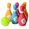 Playkidz Soft Bowling Set for Kids 7-Piece Mini Game for Boys & Girls w/Colorful Numbered Pins & Small Ball Safe, Flexible Toy for Indoor or Outdoor Birthday, Toddler Party Favors & More Age 3+