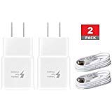 Samsung 2 Pack Fast Charging Adapter Travel Charger + (2) Micro USB Data Cables - White