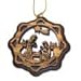 Two Layers Mahogany with Olive Wood Holy Family Nativity Scene Ornament Gift Carved by Laser - Olive Wood (6 cm or 2.4 inch with Certificate) and Gold String