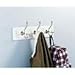Liberty 22 inch Stylish Wall Mounted White and Satin Nickel Wardrobe Hook Rail/Coat Rack with 3 Pretty Dual Hanger Hooks for Coats, Hats, Scarves, Key • Extra Wide Hanging Space