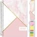 HARDCOVER Academic Planner 2019-2020: (June 2019 Through July 2020) 5.5 Daily Weekly Monthly Planner Yearly Agenda. Bonus Bookmark, Pocket Folder and Sticky Note Set (Pink Marble Triangles)