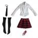 MonkeyJack 1/6 12'' Action Figure Clothes Red Mini Skirt Schoolgirl Uniform & Red Canvas Shoes