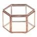 Jili Online Mini Copper Faceted Hexagonal Clear Glass Jewelry Box Tabletop Home Decoration
