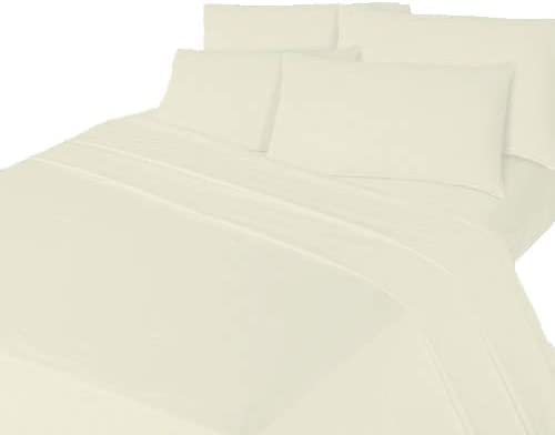 Luxurious Flannelette Bed Sheet Set 100% Brushed Cotton Includes Fitted Sheet, Flat Sheet and 1 x Matching Pillowcase Bed Sheet Set Cream Single