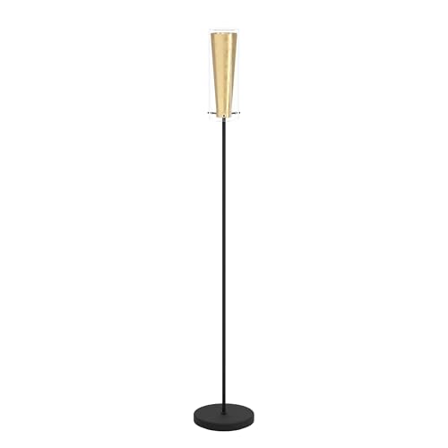 Eglo Lampadaire Pinto Or, lampe sur pied 1 flamme, lampadaire en acier