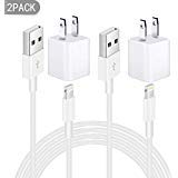 iPhone Charger, MFi Certified Lightning Cable, Travel Wall Power Adapter, [2-Pack] USB Data Charge Sync Cable Compatible with iPhone X/8 Plus/7 Plus/6s/6 Plus/6s Plus/5/5s/5c/XS/XR/XS Max/iPad/iPod