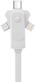 3-in-1 Lightning, USB-C, and Micro USB Charging Cable (White) by SwivelCord