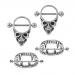 SunniMix 2 Pairs Punk Gothic Skeleton Shield Nipple Ring Stainless Seel Teeth Head Halloween 14g 18g