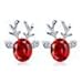 Crystal Gemstone Earrings Luxury Three Dimensional Christmas Reindeer Elk for Women Girls Fashion Jewelry Ear Studs Party Favors Accessories Decorations Decors Earrings (Red)
