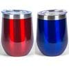 Luckti 12 oz Insulated Stainless Steel Wine Tumbler Cup Double Wall Vacuum Stemless Glass with Lid - 2 pack set: Red & Blue