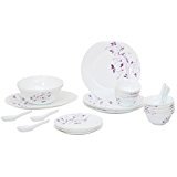 Trendcart, La Opala Diva Dazzle Purple Dinner Set - 33 Pieces - White