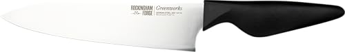 Rockingham Forge Greenworks Large Chefs Knife 20cm Blade, Black Recycled Plastic, German Stainless Steel, Dishwasher Safe