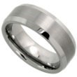 Beveled Edge Center Brushed Finish 8mm Comfort Fit Mens Tungsten Carbide Wedding Band Ring Sizes 8 to 13 (8)