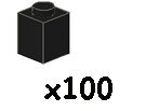 100x Lego® Black 1x1 Bricks