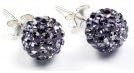 ZewarZewar Premium Quality LIGHT GREY Crystal Shamballa Disco Ball 925 Sterling Silver Friendship STUD EARRINGS Xmas Gift 10mm FREE ORGANZA BAG
