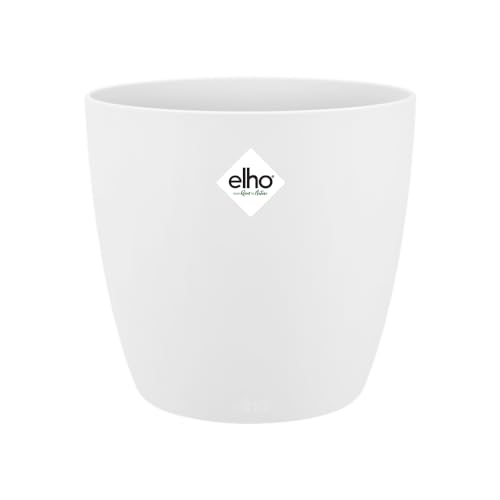 Elho Brussels Round 16 - Macetero por Interior - 100% Plástico Reciclado - Ø 16.0 x H 14.7 cm - Blanco/White