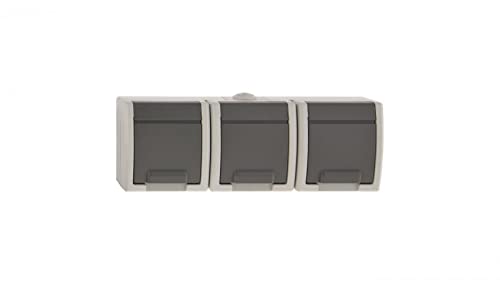 Aquant 5901130487899 3-Way Hermetic Socket Z/U 16A IP55 Grey GNT 1243-10 Elektro-plast Enamel