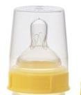 Medela Disc Collar, Medium Flow Nipple, and Clear Bottle Cap Replacement parts