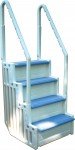Confer Plastics Above Ground Swimming Pool Ladder | Heavy Duty | White Frame With Blue Steps | Deck Height Up To 60 Inches | Makes Getting In & Out Of Pool A Lot Easier