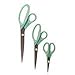 BambooMN Titanium Softgrip Scissors Set for Sewing, Arts, Crafts, Office - 1 set of 3 - Mint Green