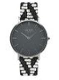 Qudo840174 Wrist Watch, Eterni, Gray, Leather Strap Black/White