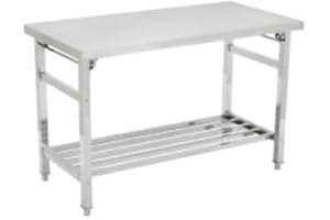 60"X24" Stainless Steel Work Table, Heavy Duty NSF Folding Work Table with Adjustable Undershelf and Lockable Casters, Commer