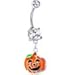 Body Candy Stainless Steel Happy JackoLantern Belly Button Ring with Dangle