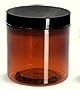 8 Pack Amber Plastic Jar with Smooth Lined Lid (8 oz)