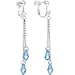 Crystal Chain Clip Earrings in Aqua Droplet Style
