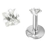 Square Lip Ring Labret Stud-18g-16g-3 colors-Steel Flat Back Cartilage Earring-Tragus-Monroe Jewelry