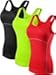 Neleus Women's 3 Pack Dry Fit Compression Long Tank Top Athletic Shirts,3 Pack:Black,Green,Red,Large