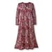 Women's All-Over Paisley Print Zip Front Long Sleeve Lounger with Split V-Neck and Side Pockets, Blue/Green, Medium