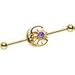 Body Candy Gold Anodized Steel Purple Synthetic Opal Moon Sun Helix Earring Industrial Barbell 14 Gauge 38mm