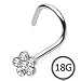 18g Surgical Steel Nose Ring Screw Body Jewelry Piercing with Clear Gem Flower 18 Gauge Body Mindtm