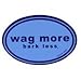 Wag More Bark Less Auto Car Bumper STICKER - Light blue background with Dark Blue Font