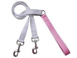 Freedom No-Pull Harness AND 4-Configuration Training Leash Package ( 1" Wide Large ( LG ) Rose Pink w/ Silver Loop)