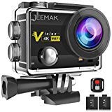 JEEMAK 4K Action Camera 16MP WiFi Waterproof Sports Camera 170° Ultra Wide Angle Len with SONY Sensor,Remote Control 2 Pcs Rechargeable Batteries and Portable Package