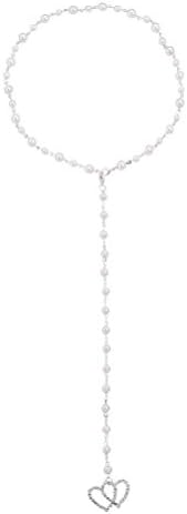 Kingde Luxury Pearl Necklace Double Hearts Pendant Back Superfine Body Chain