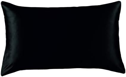 HuntaDeal Silky Satin Pillowcases Queen Standard For Facial Beauty Hair Health Face Care Hypoallergenic 1 Piece (Black)