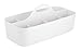 mDesign Plastic Divided Art and Craft Storage Organizer Caddy Tote Bin with Handle for Home Office and Living Room - Holds Pencils, Crayons, Sewing Supplies - Lumiere Collection, White