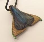 Alaskan Made Dymondwood Whale Tail Carved Pendant Multi Blue-Grey Brown Lime green