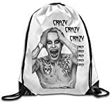 AOLM Men's Women's Print Shoulder Drawstring Bag Port Bag Backpacks String Bags School Rucksack Gym Bag Crazy Joker White.