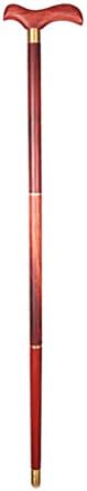 NUBAO Solid Wood Cane, Elderly Crutches, Light Foldable, T Handle Inlaid Copper Ring Anti-Skid Walker 91 cm Long Can Be Truncated As Needed